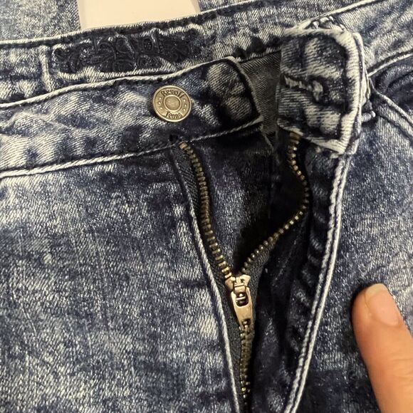 REVOLT Acid Wash Jeans Distressed Ripped Blue Stretch Denim - Picture 5 of 10